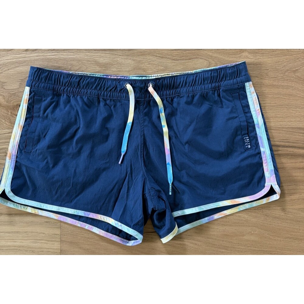 Salt Life Live Salty Women's Swim Shorts L Blue Tie Dye Beach Cruise Resort